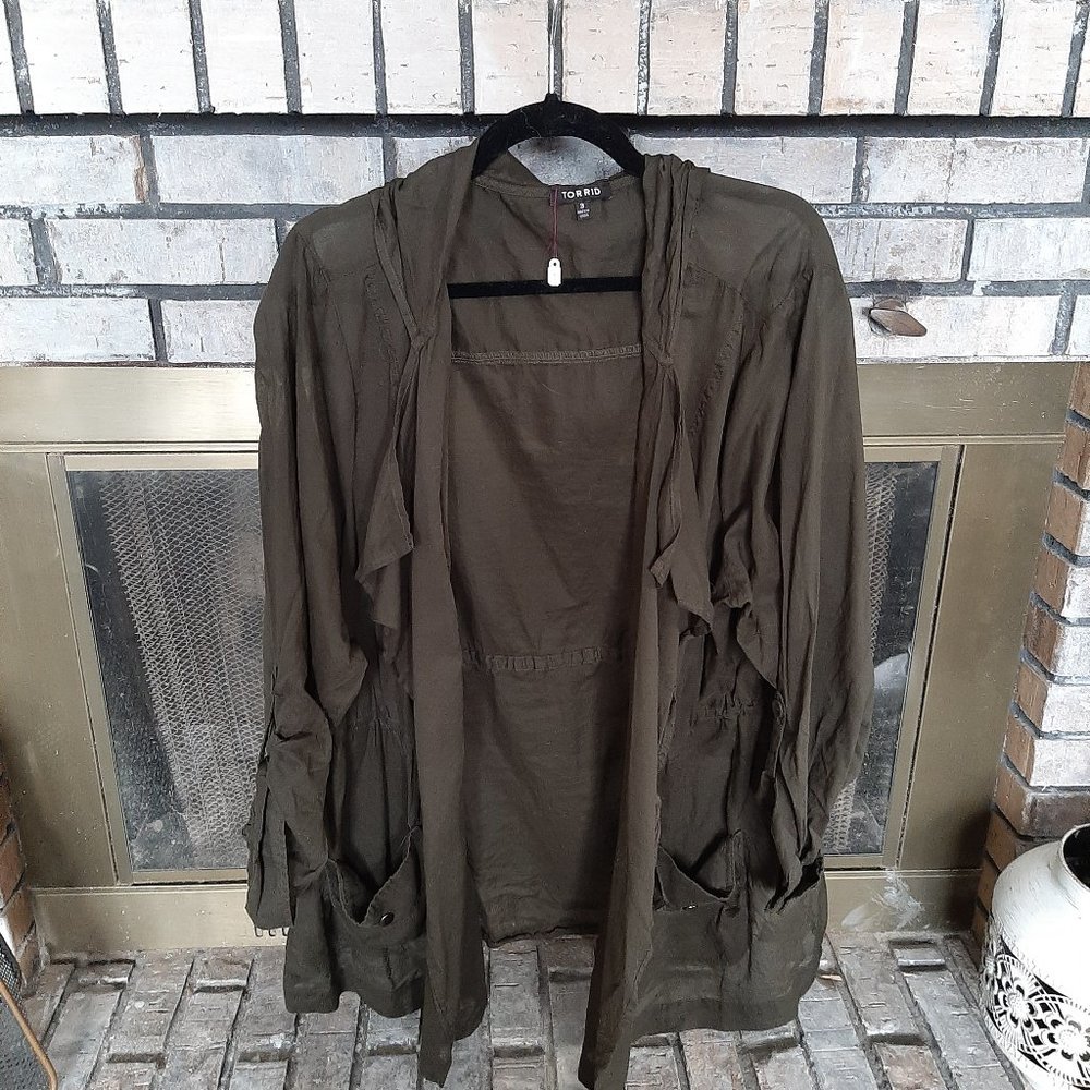 Olive Open Sheer Jacket